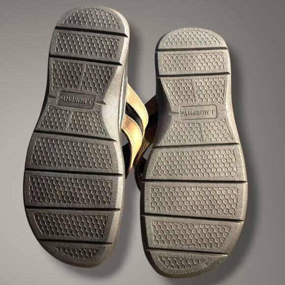 Men\'s J. MURPHY Brown Leather Memory Foam Flip Flop Sandals Like New main image 5